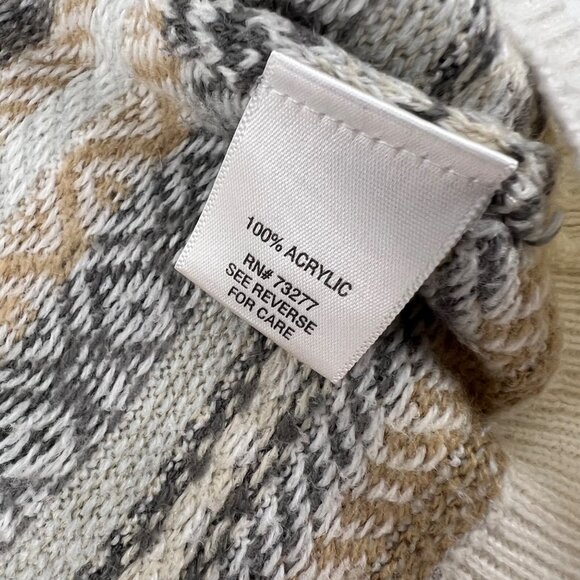 Croft & Barrow XL Fair Isle Pattern Acrylic Cardigan Sweater Beige & Gray - Picture 3 of 5